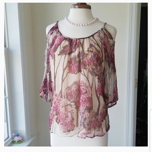 Sale"Bellatrix 100% Silk Cold Shoulder Blouse"